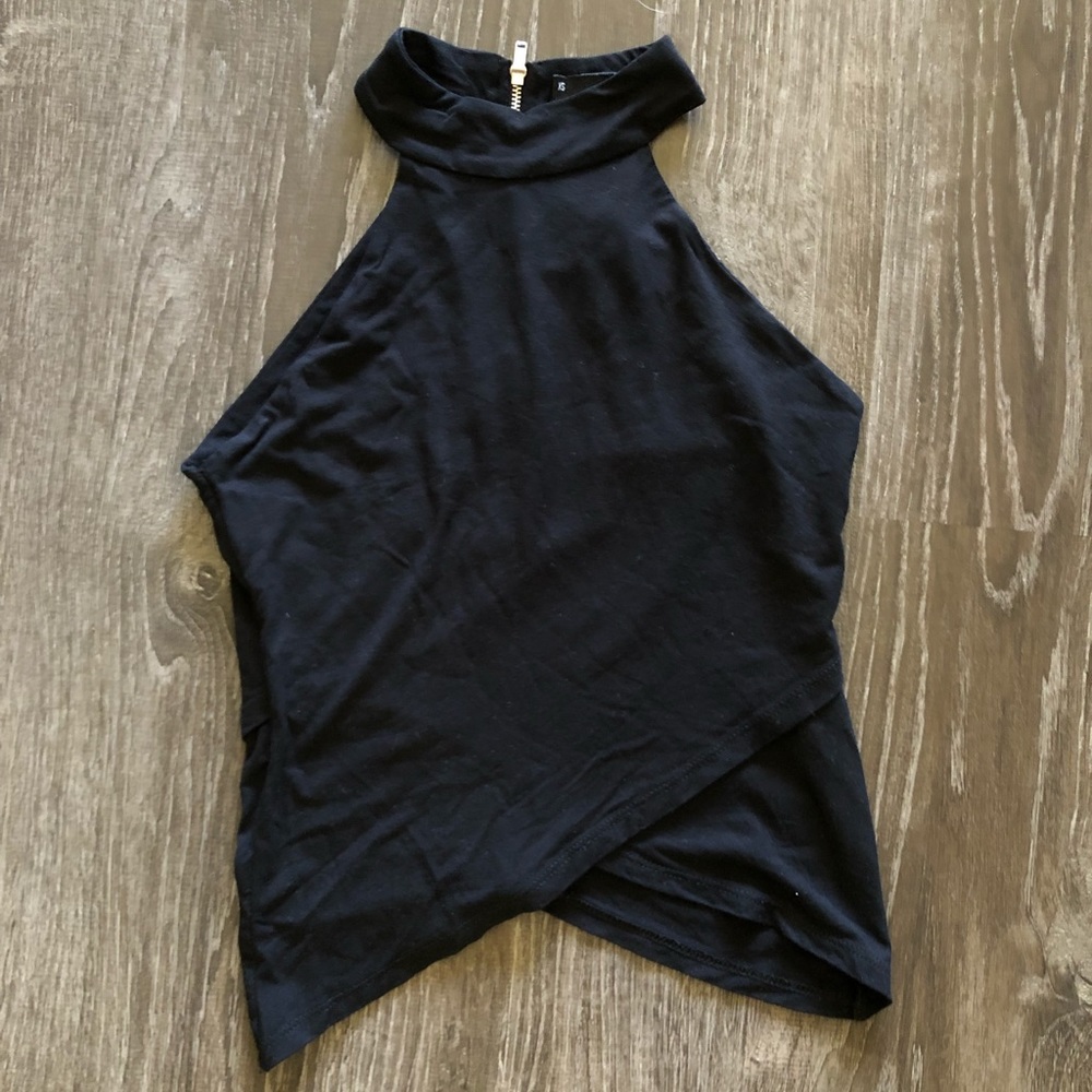 Black High Neck Crop Top